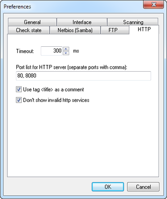Network Scanner - Preferences - HTTP
